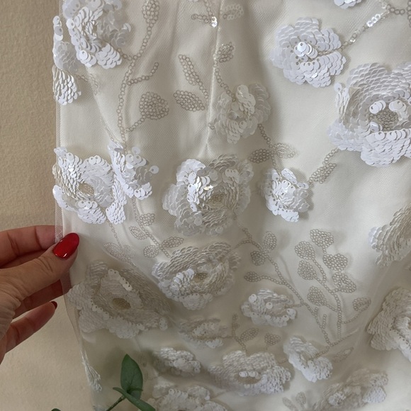 New Milly White Sequin Harriet Flora Floral Halter Top Mini Dress Sparkly Small - Picture 5 of 11